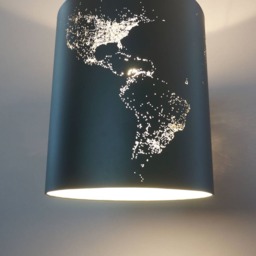 Modern Lampshade World Map Design Black Globe Lamp Solar Eclipse - thumbnail 3