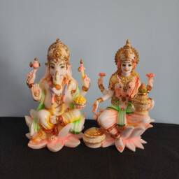 Laxmi Ganesh Saraswati Statue - Hindu God Family Idol, 7 Inch - thumbnail 3