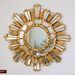 "Decorative Round Wall Mirror 23.6"" Decor - Bathroom Wall ""Gold Peacock Feathers" - thumbnail 2