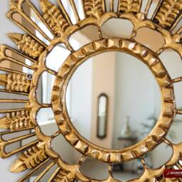 "Decorative Round Wall Mirror 23.6"" Decor - Bathroom Wall ""Gold Peacock Feathers" - thumbnail 3