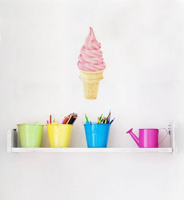 Yummy Pink Ice Cream Wall Sticker Decal - Kids Stickers, Animals Childrens Decals, Art, Room, Girl, Boy