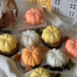 Pumpkin Scented Candle Autumn Decor, Soy Wax Candle - thumbnail 4