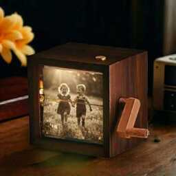 Vintage Photo Flipbook Frame, Personalized Childhood Memory Picture Box With Light, Sentimental Family Gift, Retro Keepsake - thumbnail 2