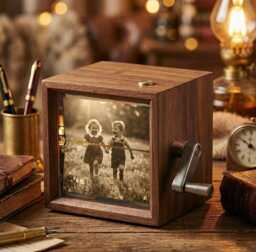 Vintage Photo Flipbook Frame, Personalized Childhood Memory Picture Box With Light, Sentimental Family Gift, Retro Keepsake - thumbnail 1