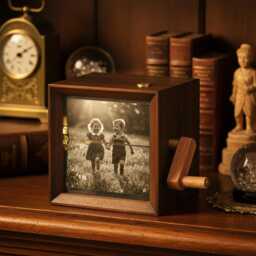 Vintage Photo Flipbook Frame, Personalized Childhood Memory Picture Box With Light, Sentimental Family Gift, Retro Keepsake - thumbnail 3
