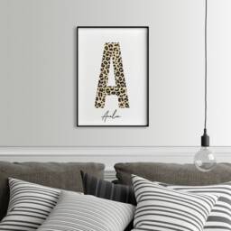 Leopard Initial Print Personalised Animal Name Wall Art - thumbnail 3
