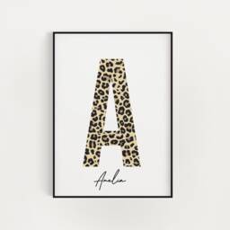 Leopard Initial Print Personalised Animal Name Wall Art - thumbnail 2
