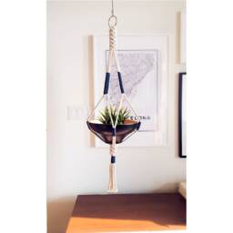 Macrame Plant Hanger, Hanging Planter, Color Blockno Tariffs/Fees To Usa - thumbnail 1