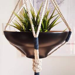Macrame Plant Hanger, Hanging Planter, Color Blockno Tariffs/Fees To Usa - thumbnail 2