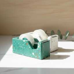 stylish Terrazzo Concrete Tape Dispenser Modern Office Desk Accessory For Organization - thumbnail 1
