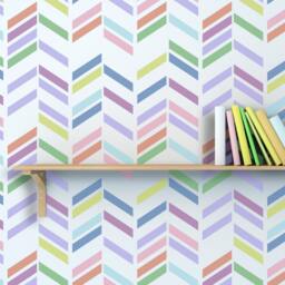 Herringbone Shuffle Allover Wall Stencil Rive For Diy Decoration - thumbnail 1
