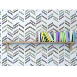 Herringbone Shuffle Allover Wall Stencil Rive For Diy Decoration - thumbnail 2