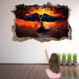Black Wings Angel Fantasy Wall Sticker Mural Decal Print Art Kids Bedroom Decor Cp16 - thumbnail 2