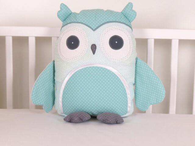 Kids Pillows, Owl Pillowcases, Teal & Gray Decorative Throw Pillow Cover, Personalized Toddler Gift, Childrens Cushion Cover - image 1