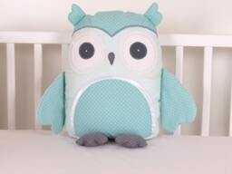 Kids Pillows, Owl Pillowcases, Teal & Gray Decorative Throw Pillow Cover, Personalized Toddler Gift, Childrens Cushion Cover - thumbnail 1