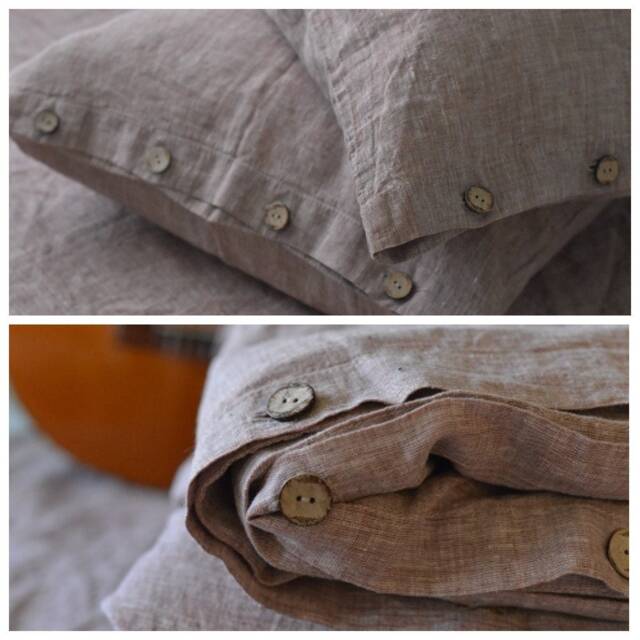 Duvet Cover Set & Pillow With Button Closure Rose Brown Color Stone Washed Seamless Full King Quilt Linen Duvet Cover Full - image 1