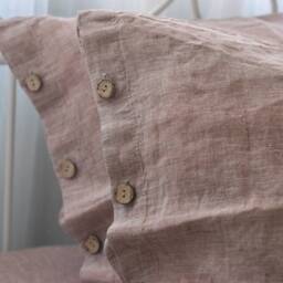 Duvet Cover Set & Pillow With Button Closure Rose Brown Color Stone Washed Seamless Full King Quilt Linen Duvet Cover Full - thumbnail 4