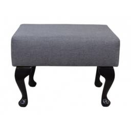 Handmade Small Footstool in Light Grey Fabric - Sawana Upholstered British Custom Made - thumbnail 2