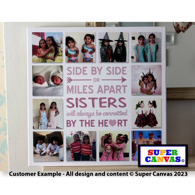 Sister Brother Personalised Twins Picture Photo Collage Framed Canvas Print Unique Birthday Gift For - image 1