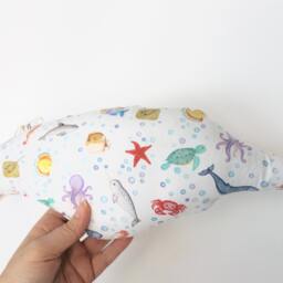 Watercolor Narwhal Plush Pillow, Ocean Nursery Decor - thumbnail 3