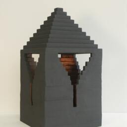 Pyramidal Keyhole - Minimalism Wood Sculpture Architecture Monochrome Geometric Architectonic Aralica- Building - thumbnail 3