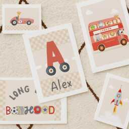 Long Live Boyhood Nursery Prints - Car, Bus & Rocket Decor Playroom Gallery Wall Optional Frames - thumbnail 2