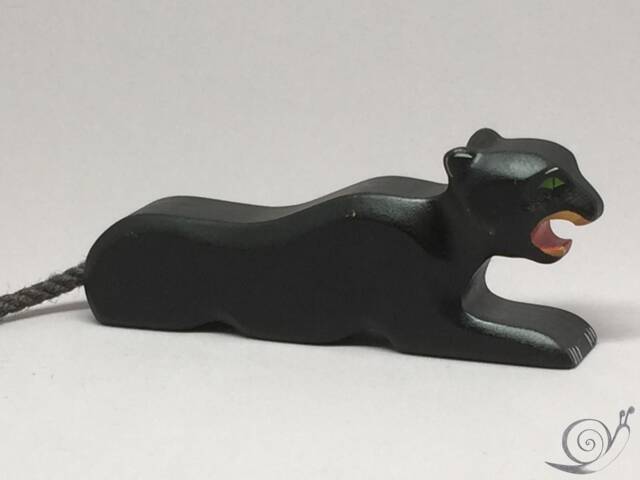 Toy Panther Wood Colored Black Large - image 1
