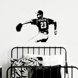 Personalized Baseball Pitcher Vinyl Wall Decal Custom Name & Number - thumbnail 3