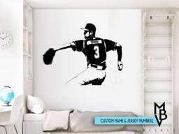 Personalized Baseball Pitcher Vinyl Wall Decal Custom Name & Number - thumbnail 1