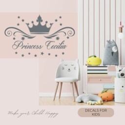 In-Style Decals Wall Vinyl Decal Home Decor Art Sticker Princess Crown Stars Custom Name Girl Kids Baby Nursery Play Room Mural Design 376 - thumbnail 3
