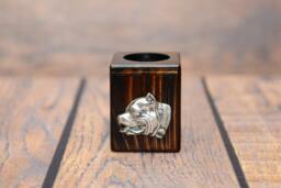 American Pit Bull Terrier - Wooden Candlestick With Dog, Souvenir, Decoration, Limited Edition, Collection - thumbnail 1