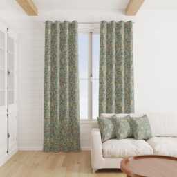 Custom Made William Morris Pomegranate Cornflower Blackout Lining Curtains 3