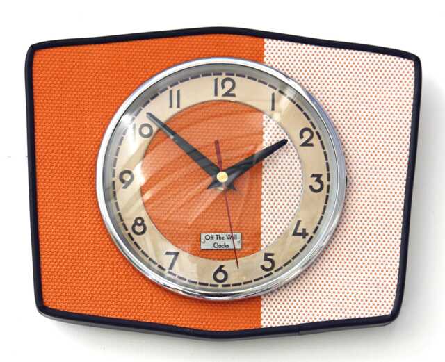 Retro Orange Wall Clock - New 25cm Handmade Mid Century Style Formica Vintage French Gift Off The Clocks - image 1