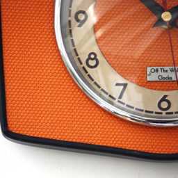 Retro Orange Wall Clock - New 25cm Handmade Mid Century Style Formica Vintage French Gift Off The Clocks - thumbnail 4