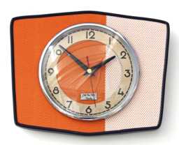 Retro Orange Wall Clock - New 25cm Handmade Mid Century Style Formica Vintage French Gift Off The Clocks