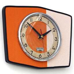 Retro Orange Wall Clock - New 25cm Handmade Mid Century Style Formica Vintage French Gift Off The Clocks - thumbnail 2