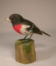 Rose-Breasted Grosbeak Wooden Carved Bird Carving Sculpture - thumbnail 2