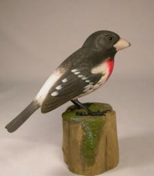 Rose-Breasted Grosbeak Wooden Carved Bird Carving Sculpture - thumbnail 3