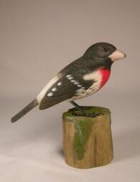 Rose-Breasted Grosbeak Wooden Carved Bird Carving Sculpture - thumbnail 1