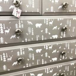 Beautiful Bespoke Nursery Baby Changing Unit Chest Of Drawers Woodland Fox - thumbnail 3