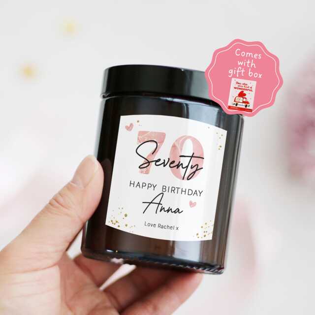 Personalized 70Th Birthday Gift For Friend Her Wife Custom Candle - Special Mum - image 1