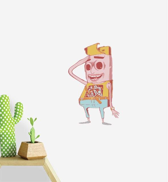 Square Dude Wall Sticker Decal - Kids Stickers, Animals Childrens Decals, Art, Room, Girl, Boy