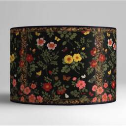 Vintage Floral Lampshade, Retro Black Floor Lamp, 12/16 Inch - thumbnail 3
