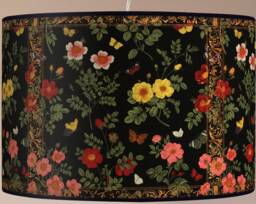 Vintage Floral Lampshade, Retro Black Floor Lamp, 12/16 Inch