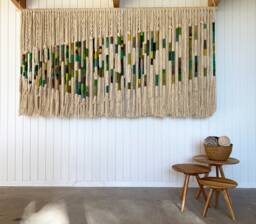 "Wall Hanging - Contemporary Macrame Home Decor Textileart Tapestry ""Telar En Verde"