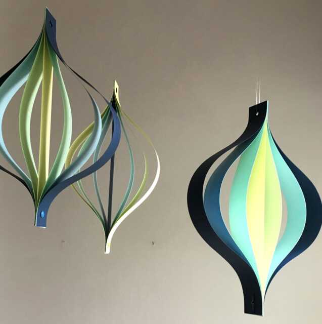 Mid Century Christmas Decorations, Northern Lights, Blue Green Yellow, Spinning, Large - image 1