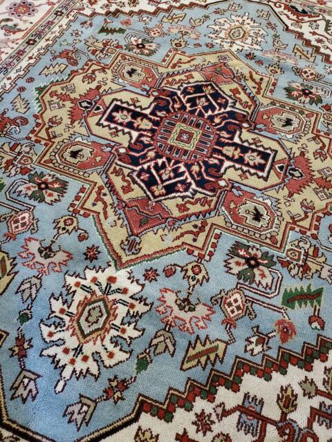 8 X 10 Vintage Design Top Quality Indo Serapi Heriz Hand Knotted Decorative Unique Geometric Area Rug - image 1