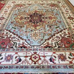 8 X 10 Vintage Design Top Quality Indo Serapi Heriz Hand Knotted Decorative Unique Geometric Area Rug - thumbnail 2