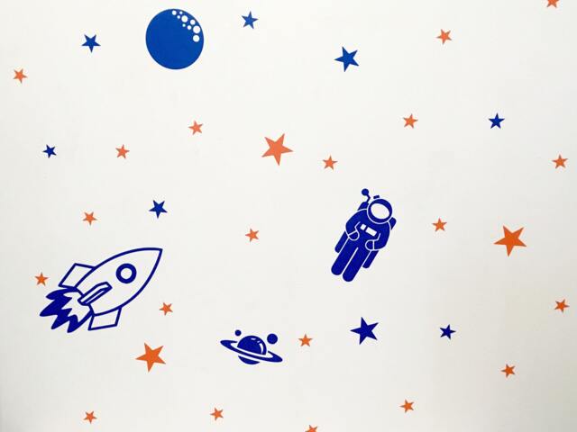 Outer Space Wall Stickers, Stars Planets Rocket Astronaut Decals, Peel & Stick Removable Vinyl Accent Wall/Ceiling Nursery Kids Room - image 1