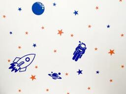 Outer Space Wall Stickers, Stars Planets Rocket Astronaut Decals, Peel & Stick Removable Vinyl Accent Wall/Ceiling Nursery Kids Room - thumbnail 1